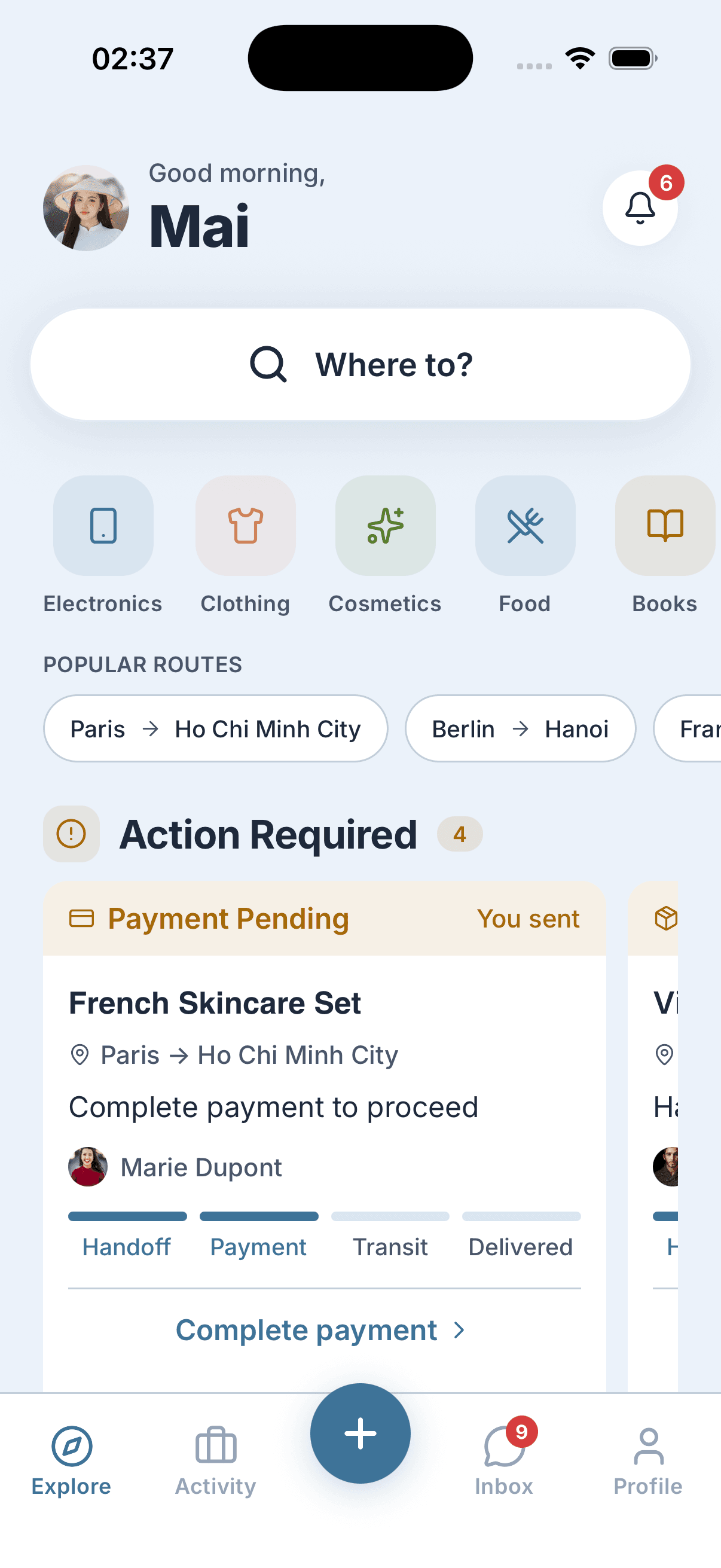 iCarry mobile app shown on an iPhone