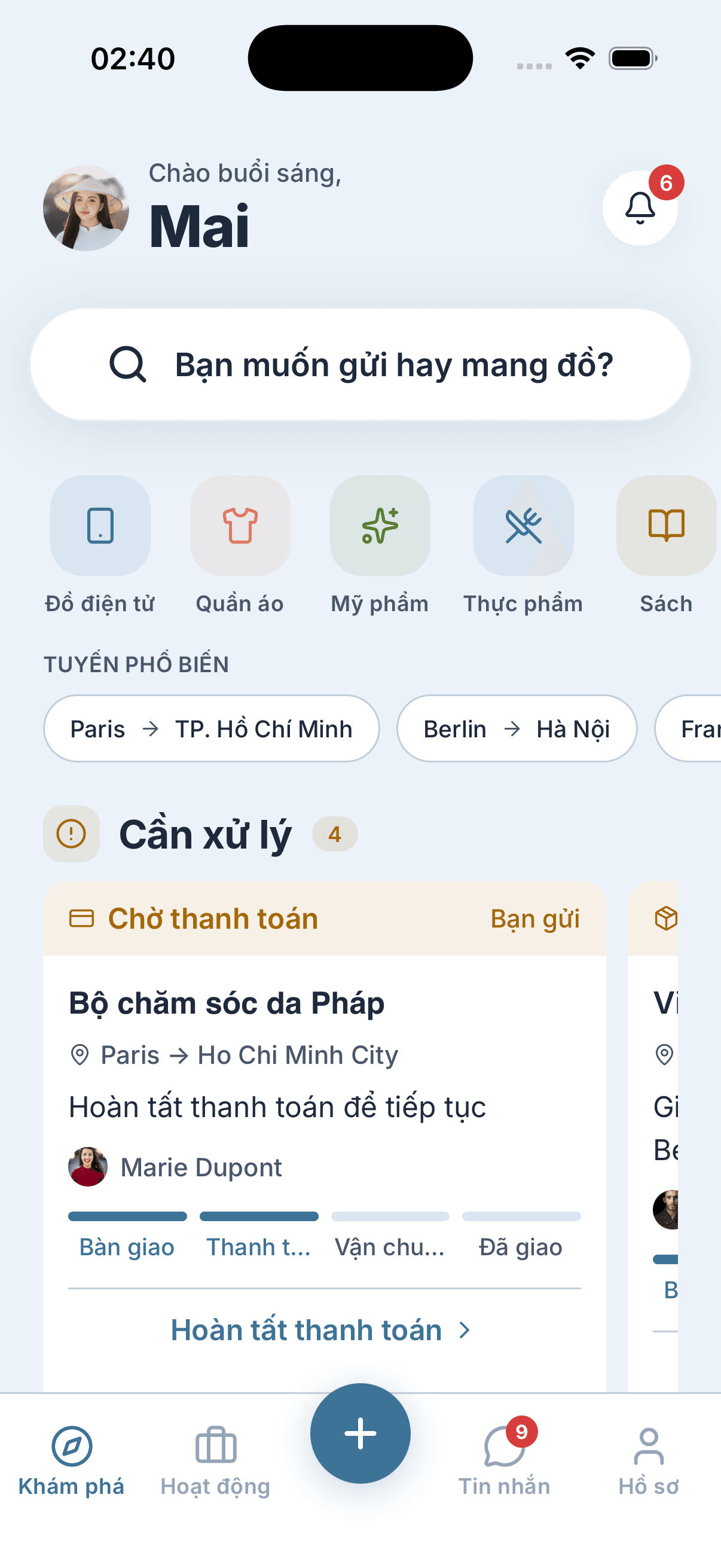 Ứng dụng iCarry hiển thị trên iPhone